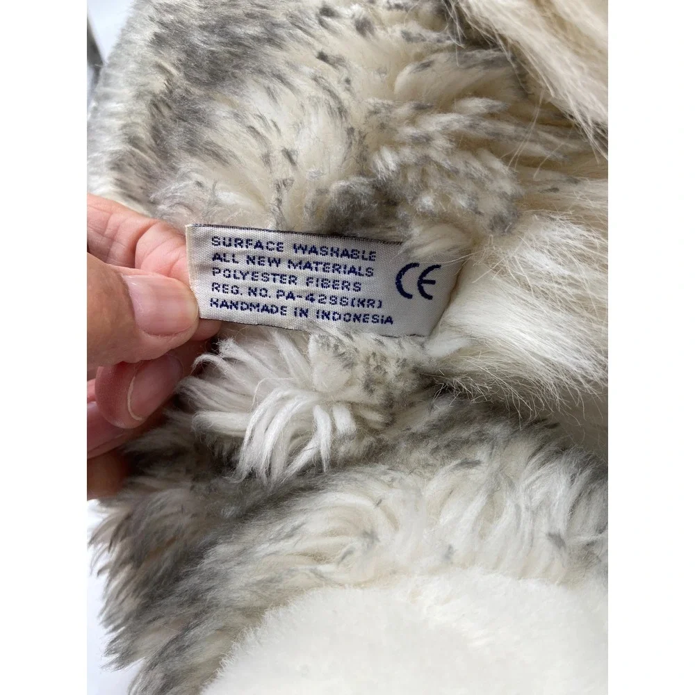 Aurora Husky Dog Plush Gray White Large 28 Inch Realistic Blue Eyes Lying Down